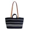 Women's Bag New Fashion Striped Casual Tote Bag Simple Commuting Versatile Contrasting Color Large Capacity Trendy Canvas Bag