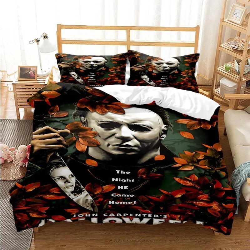 Halloween Michael Myers 3D Printed Bedding Set Duvet Covers Pillowcases Comforter Bedding Set Bedclothes Bed Linen