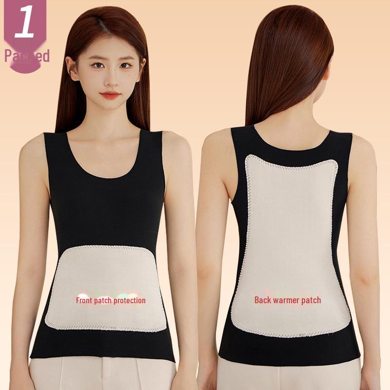 Women's Self-Heating Thermal Vest with Patches, Extra Thick Velvet, Temperature-Controlled Bottoming Layer, Warm Top Layer.