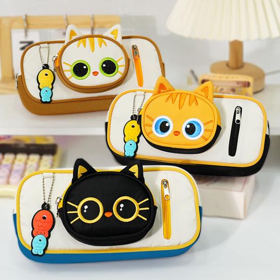 Cute Pencil Case Cartoon Cat Pencil Pouch Large Capacity Stationery Organizer for Middle School And Elementary School