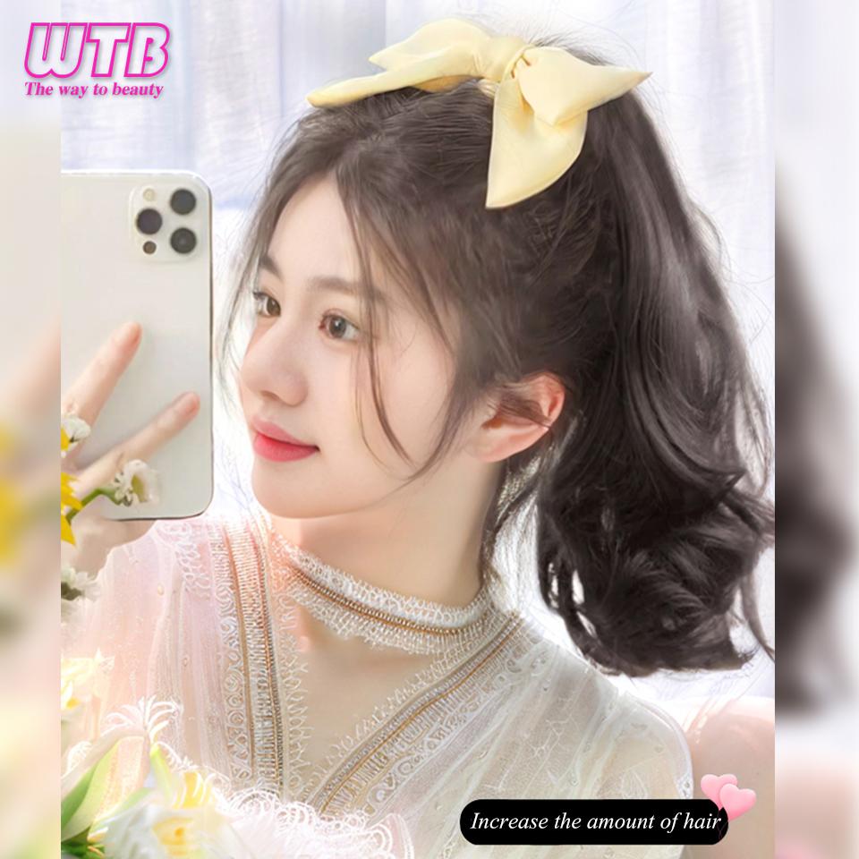 WTB Synthetic Ponytail Female Comb Pear Roll Short Ponytail Simulation Hair Natural Fluffy Big Wave Ponytail Suitable For Women