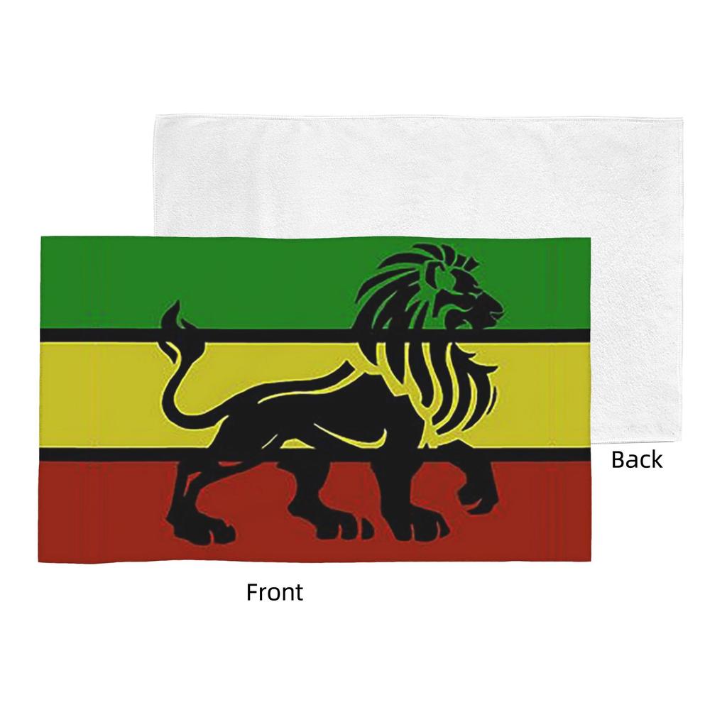 Leu Rasta Negru pe Steagul Rasta Design Reggae Jamaican Prosop de Față Moale Uscare Rapidă Piscină Baie Prosoape din Bumbac Absorbante