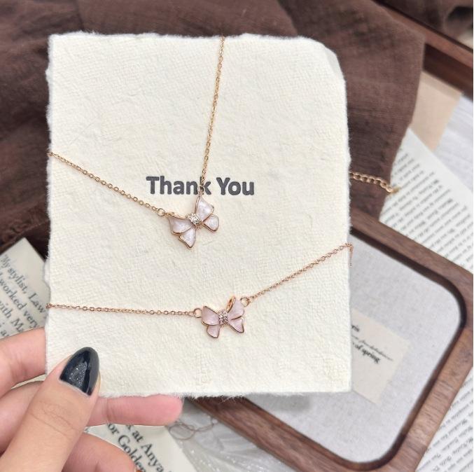 Xiaohongshu explosive Seiko micro-inlaid sweet bow necklace raw light luxury neck chain