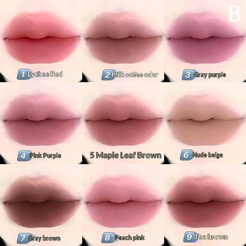

Cappuvini Cute Puppy 9 Colors Lip Mud Matte Lip Gloss Smooth Silky Natural Brightening Lipstick Long-Lasting Makeup Not Stained