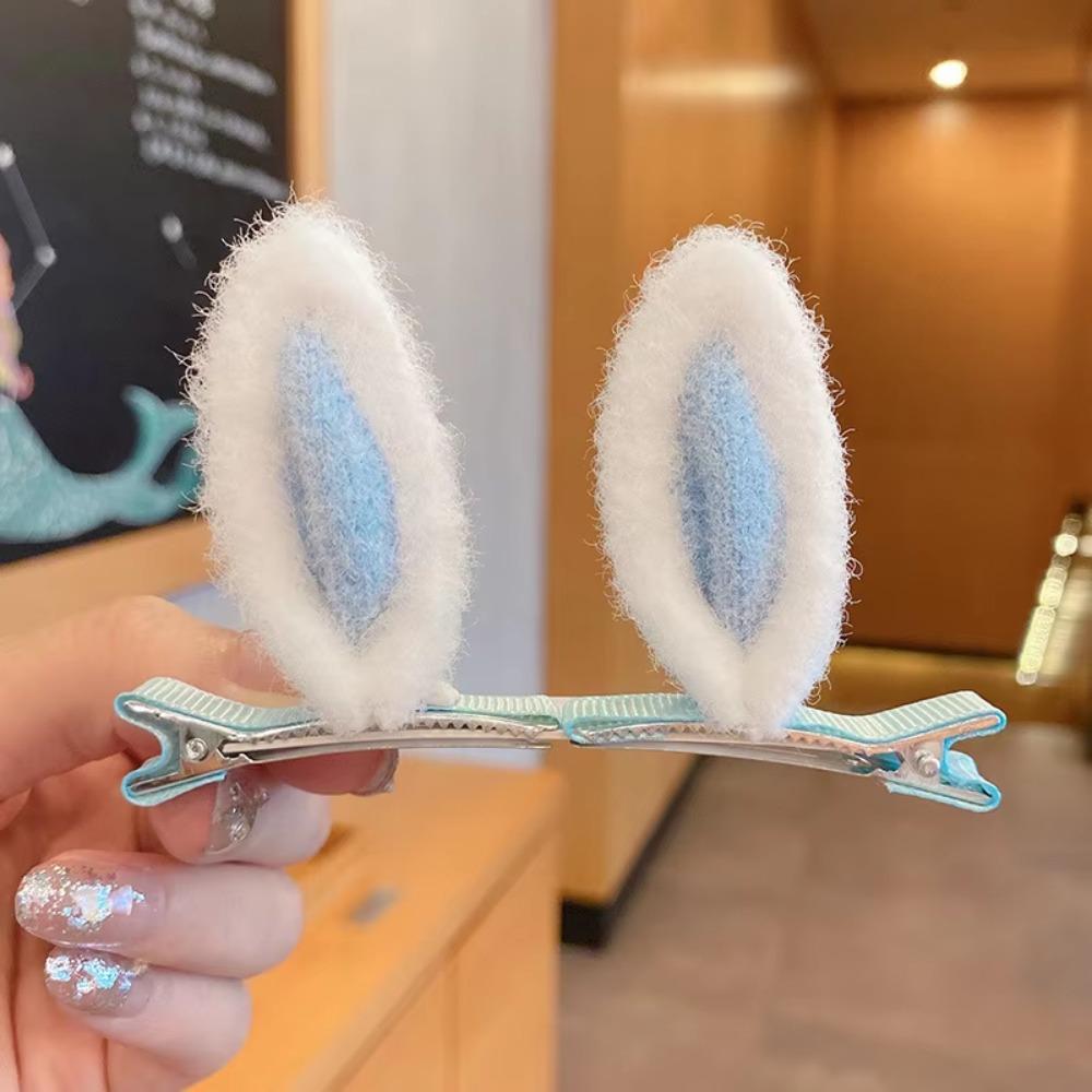 5 Pairs Soft Texture Rabbit Ears Hair Pin 3D Design Plush Hair Pin 3D Hair Pin For Children