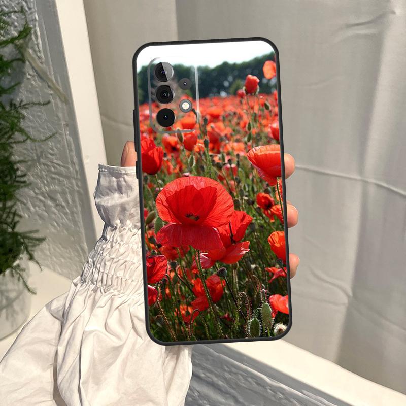Poppy Flower Bloom Case For Samsung Galaxy A16 A36 A56 A06 A13 A53 A33 A23 A55 A35 A17 A54 A34 A14 A52 A32 A15