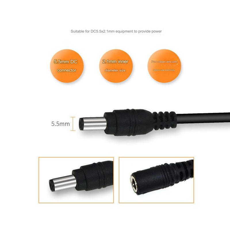 DC12V Power Extension Cable 2.1*5.5mm Connector Male To Female For CCTV Security Camera Black Color 16.5Feet 5M 10m Power Cable