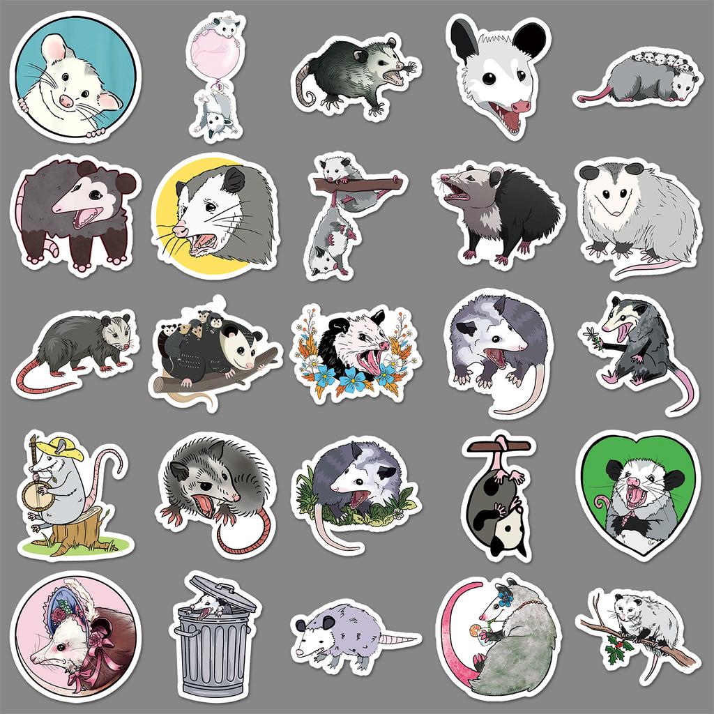 50 Possum Doodle Stickers Personalized Cartoon Animal Decoration Mobile Phone Case Water Cup Skateboard Suitcase Stickers