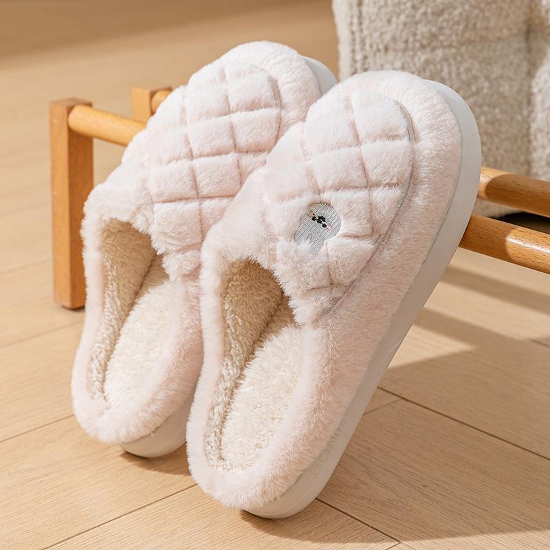 Baotou cotton slippers women's warm cotton shoes winter new home fleece non-slip cotton drag couple hair slippers tide