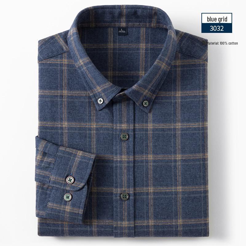 Men's Long-Sleeve Plaid Shirt: Comfortable, Breathable Cotton for Spring and Autumn Casual Wear