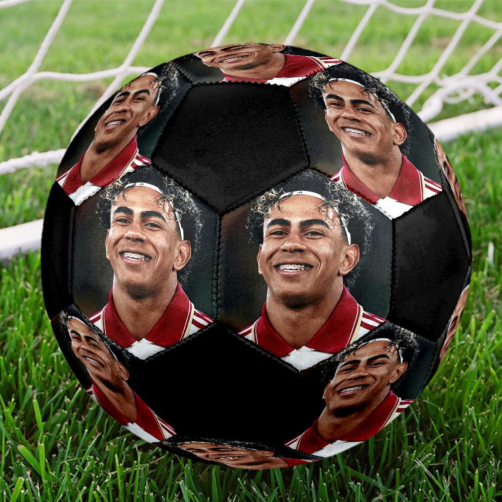 Ballon de Football en Salle Lamine Yamal Coloré Cousu à la Machine PVC Taille 5 Prêt pour l'Entraînement d'Équipe et la Compétition Durable Haut Rebond Cadeau Sportif Cool