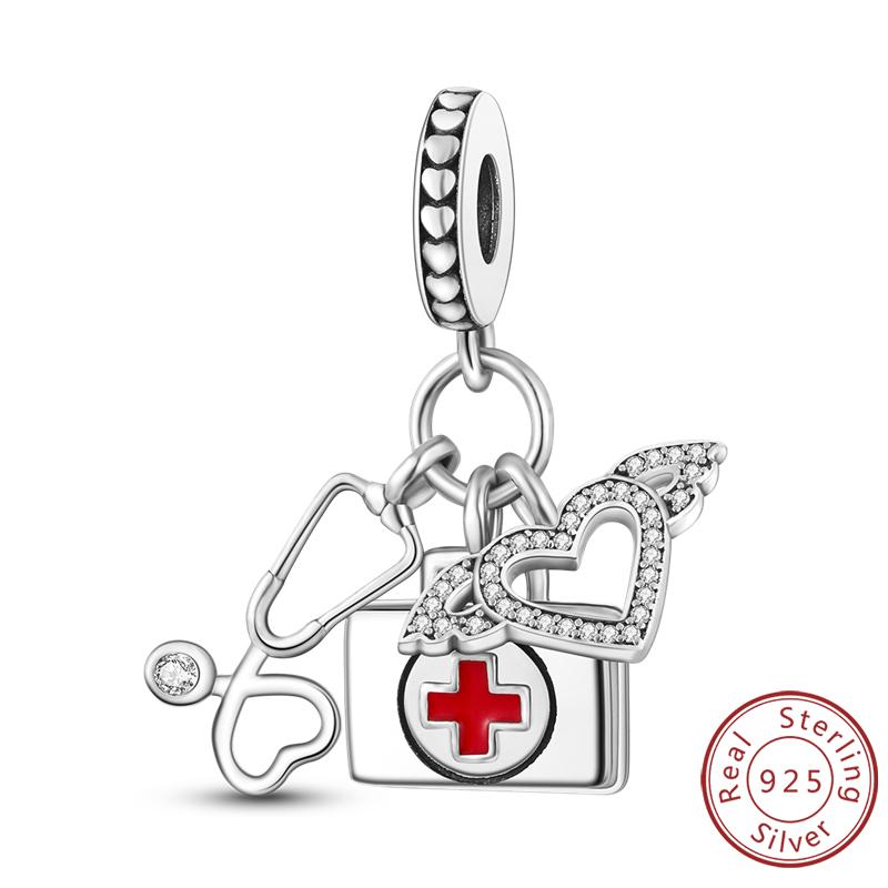 Red Series Charms Beads Pendan Copper Suitcase Red Wine High Heels Cherry Charm Fit Original Bracelet Woman Jewelry