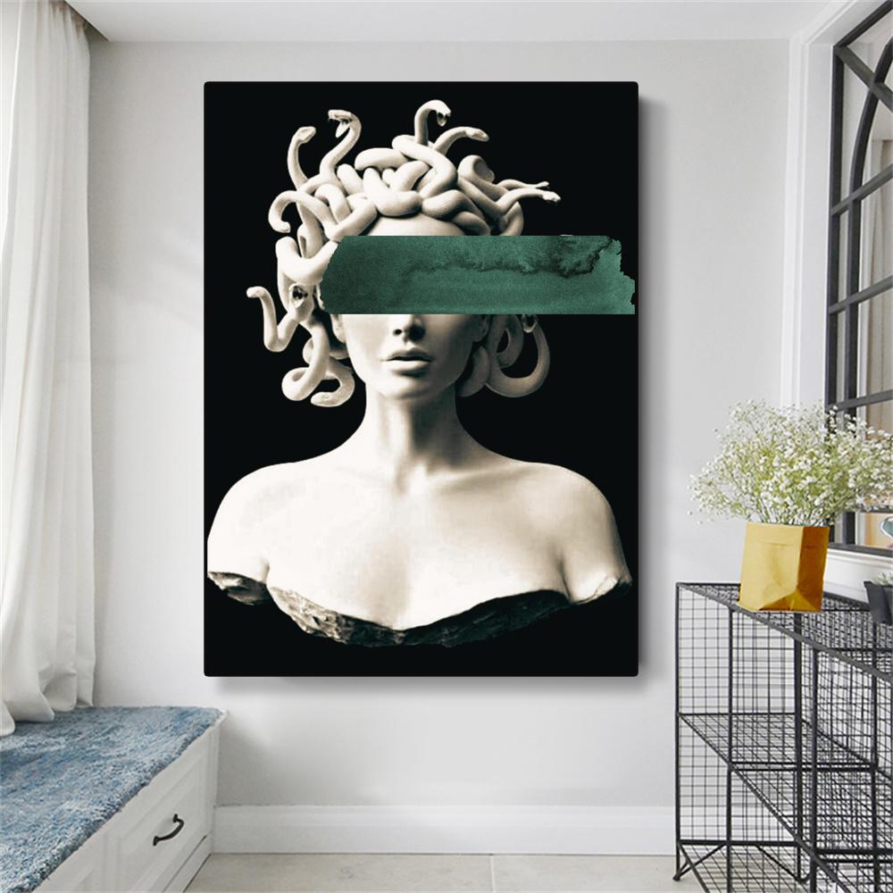 Poster Artistico Medusa di Smeraldo Creature Mitologiche Stampe per Pareti Pittura su Tela Mitologia Greca Moderna per Galleria Decorazioni per la Casa