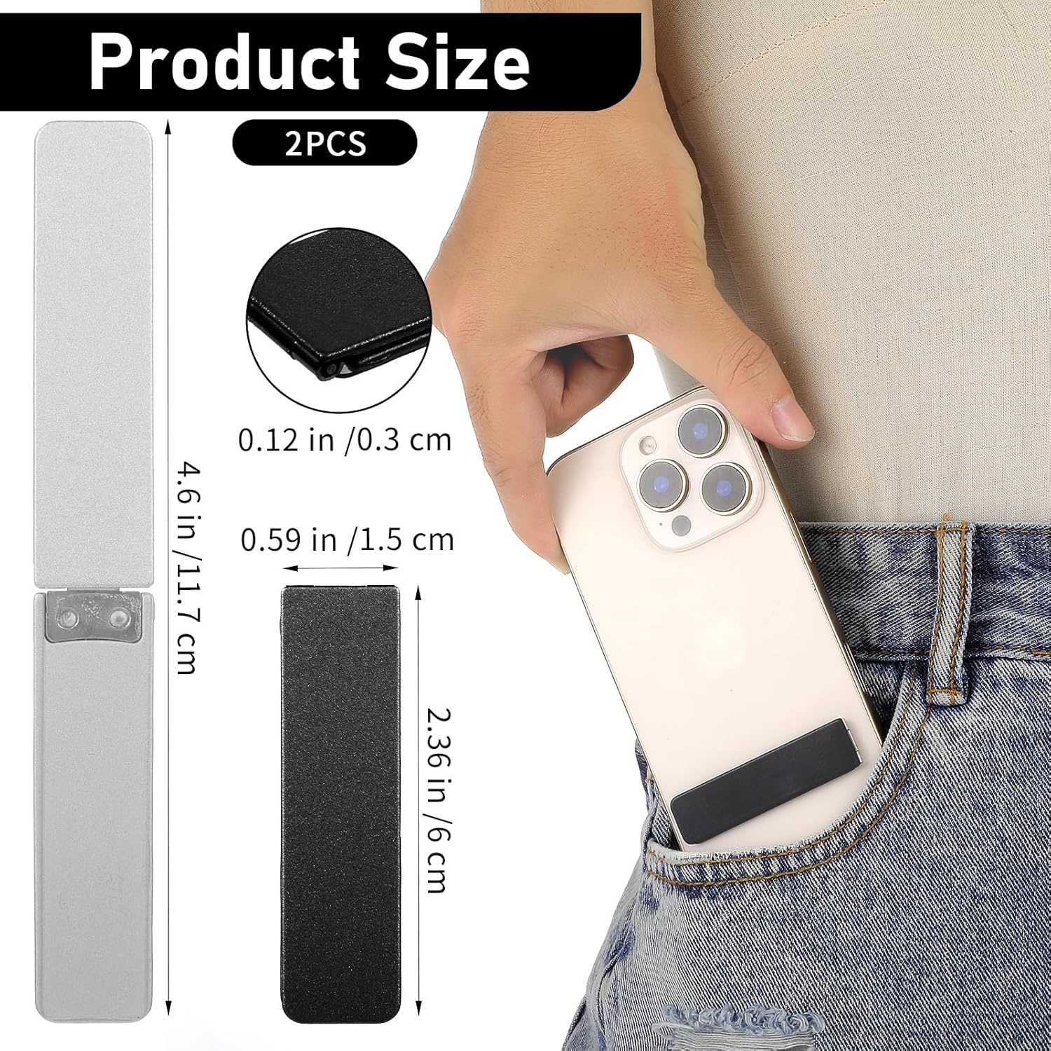 2 Pack Ultra-Thin Cell Phone Holder Adjustable Horizontal Phone Stand Invisible Foldable Desk Holder Mini Cell Phone Kickstand Accessories Compatible