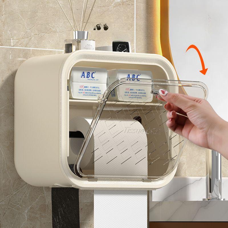 Toilet Tissue Box Toilet Paper Storage Rack Wall Mounted Toilet Tissue Box No Punching Required