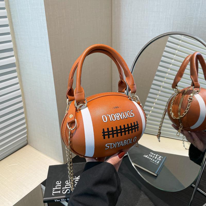 

Spring and summer bags fashionable personalized basketball bags versatile shoulder messenger bags small round bags коричневый
