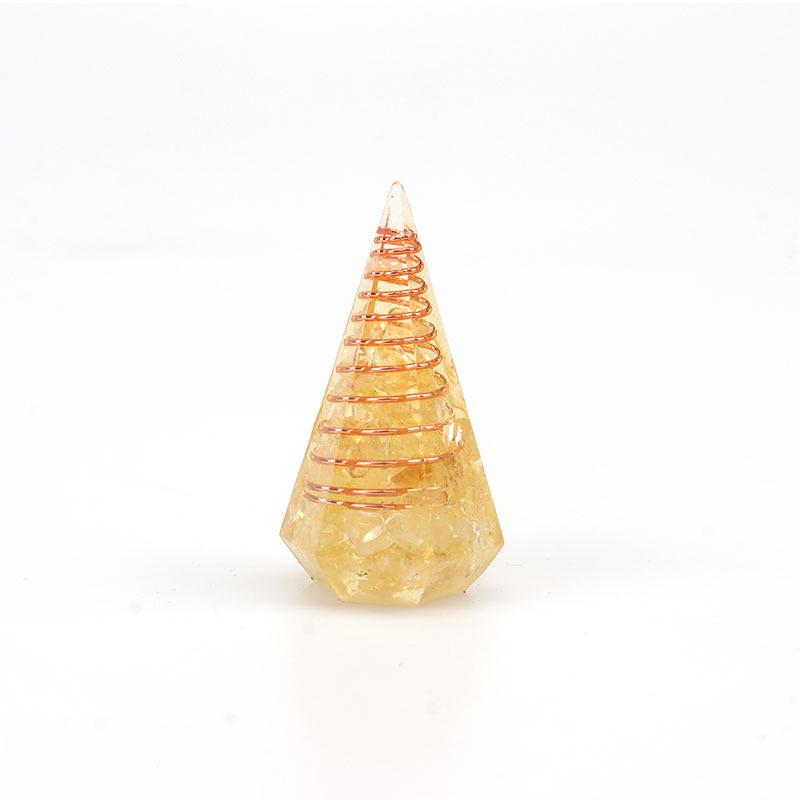 Hexagonal Seven-Color Crystal Stone Resin Pendulum Yoga Ornament Hexagonal Pyramid Ornament