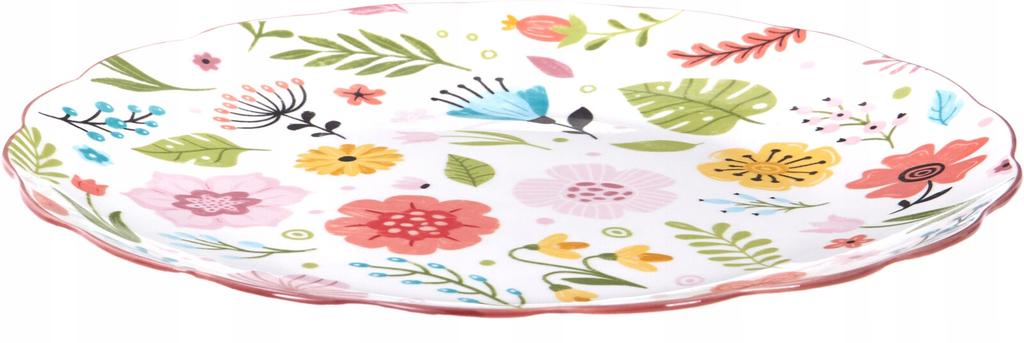 Colorful Floral Porcelain Dinner Plate, Shallow, 1 Piece