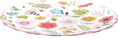 Assiette Plate en Porcelaine pour Dîner à Fleurs Colorées 27cm 1Pce