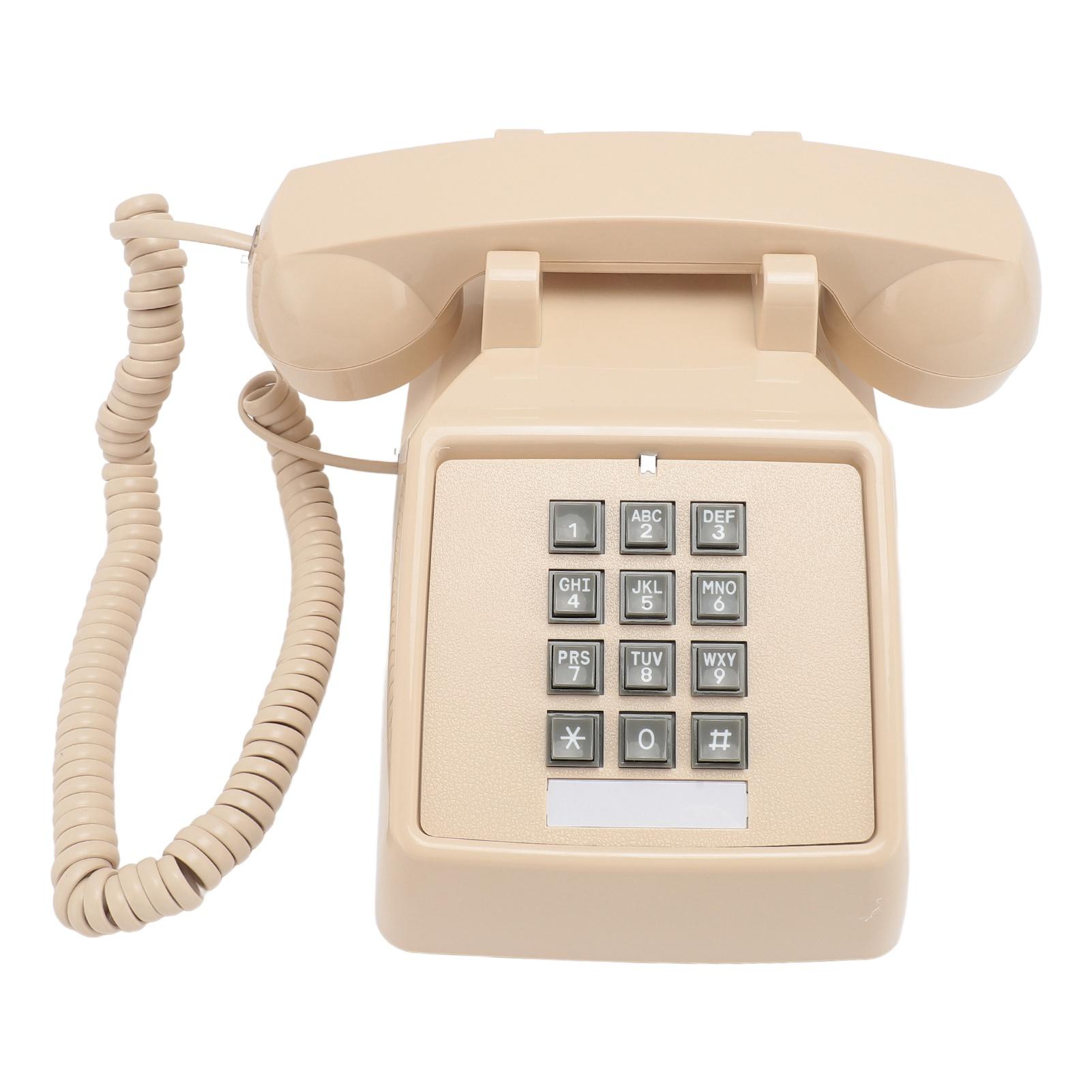 

Винтажный проводной телефон с механическим звонком и регулятором громкости, большая кнопка, ретро-настольные телефоны для дома бежевый