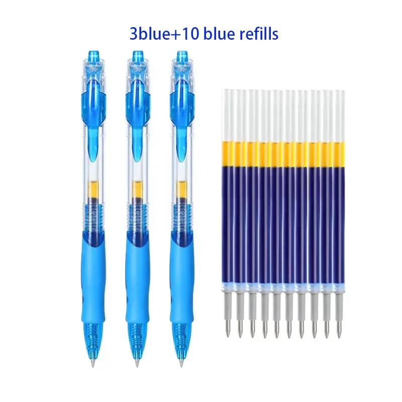 Retractable Gel Pens Refills Set Kawaii Stationery Writing Pen Black/Red/Blue Ink 0.5 Mm Ballpoint Pen Office School Supplies