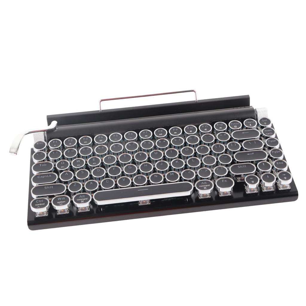 Retro Typewriter 83 Keys Mechanical Keyboard RGB Bluetooth Wireless Wired Vintage Keyboard Punk Round for Desktop Phone Keyboard, Light, & Keys, PC,