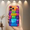 3D Art Block Cool Phone Case For iPhone 17,16,15,14,13,12,11 Plus,Pro Max,XS,X,XR,SE,Mini,8,7,Soft Silicone Black Cover