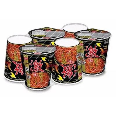 NISSIN Aukščiausios kokybės makaronų greitai paruošiamų makaronų korėjietiškas aštrus čili vištienos skonis (Sausas tipas) 71 g. x 6 vnt