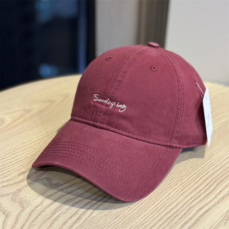 New simple washed letter embroidered baseball cap men's and women's versatile cap showing face small sunscreen cap hat