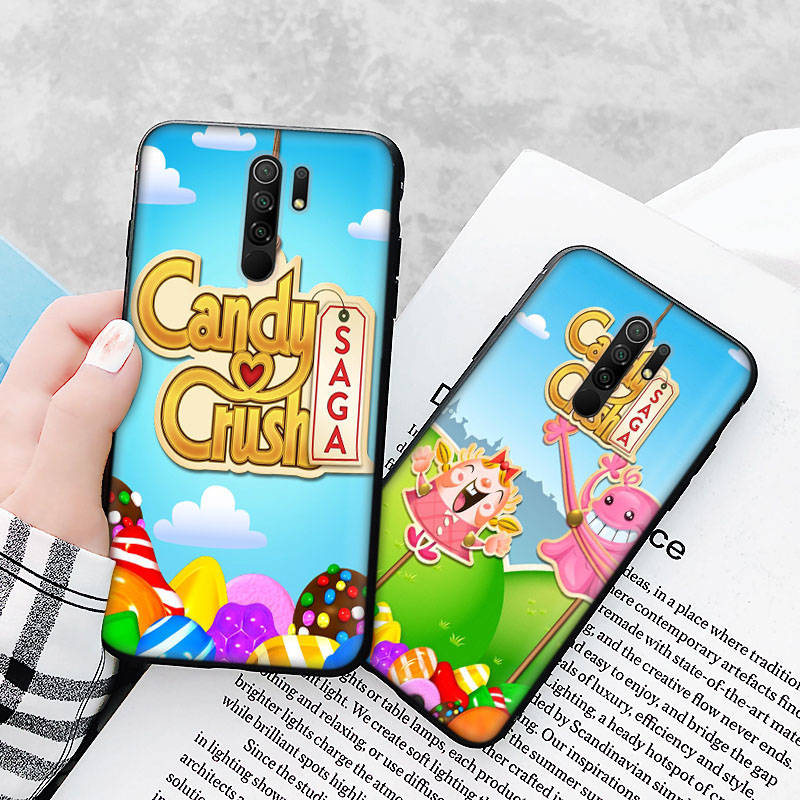 Schwarze Hülle für Xiaomi Redmi 13C Note 9 iPhone XR 7 8 14 15 11 12 13 X XS Pro Max Samsung A25 S23 S24 FE Ultra Plus Candy Crush Saga