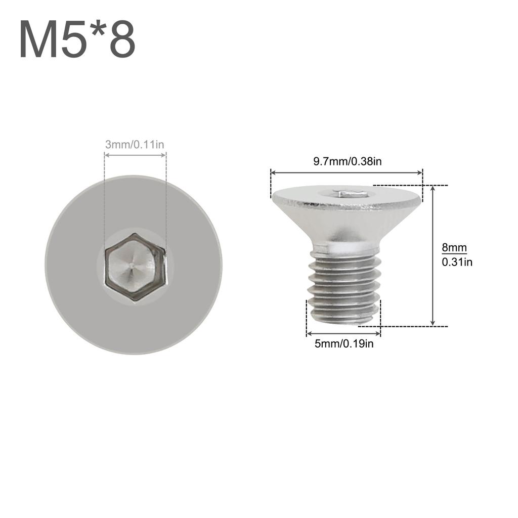 10PCS M2 M3 M4 M5 Silver 304 Stainless Steel Flat Head Hex Hexagon Socket Cap Bolt Countersunk Screw for Parts Replacement / DIY