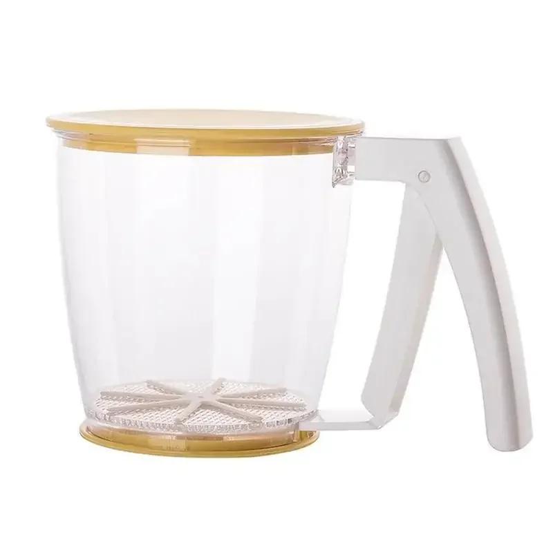 

Fine Sugar Powder Flour Sieve Filter With Lid Kitchen Baking Pastry Cup Flour Sifter Strainer Plastic Kitchen Tools