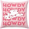 Pink Cowgirl Howdy Pillow Covers, Trendy Western Cowgirl Hat Room Decorative Throw Pillow Covers 18x18, Retro Preppy Room Decor Pillow Cases for Home