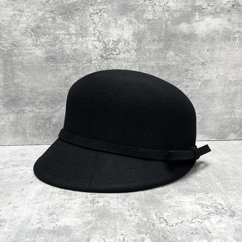 

Celebrity High-End Daughter Wind Wool Bow Equestrian Hat Women S Versatile Temperament French Retro Newsboy Hat one size fits all (57cm) чорний