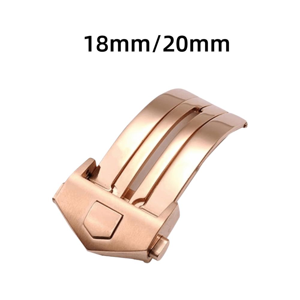 Faltbare Uhrenschließe Edelstahl Uhrenarmband Schließe Doppeldruckknopfschließe Für Leder Silikonband
