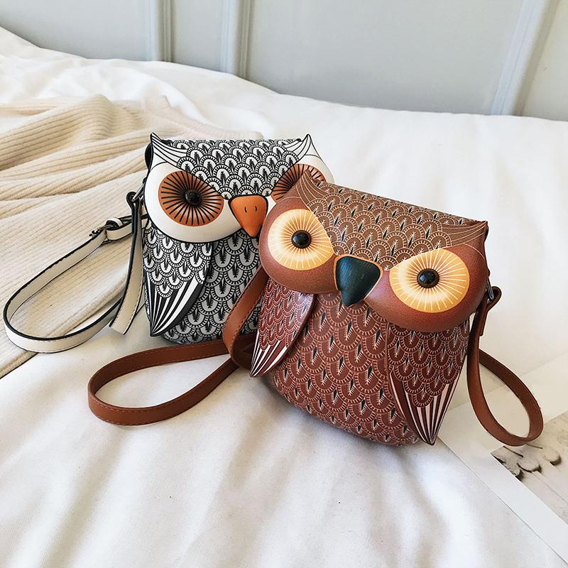 2025 European and American Retro PU Women's Shoulder Bag New Fashion Cat Bag Cartoon Owl Crossbody Bag Creative Coin Purse