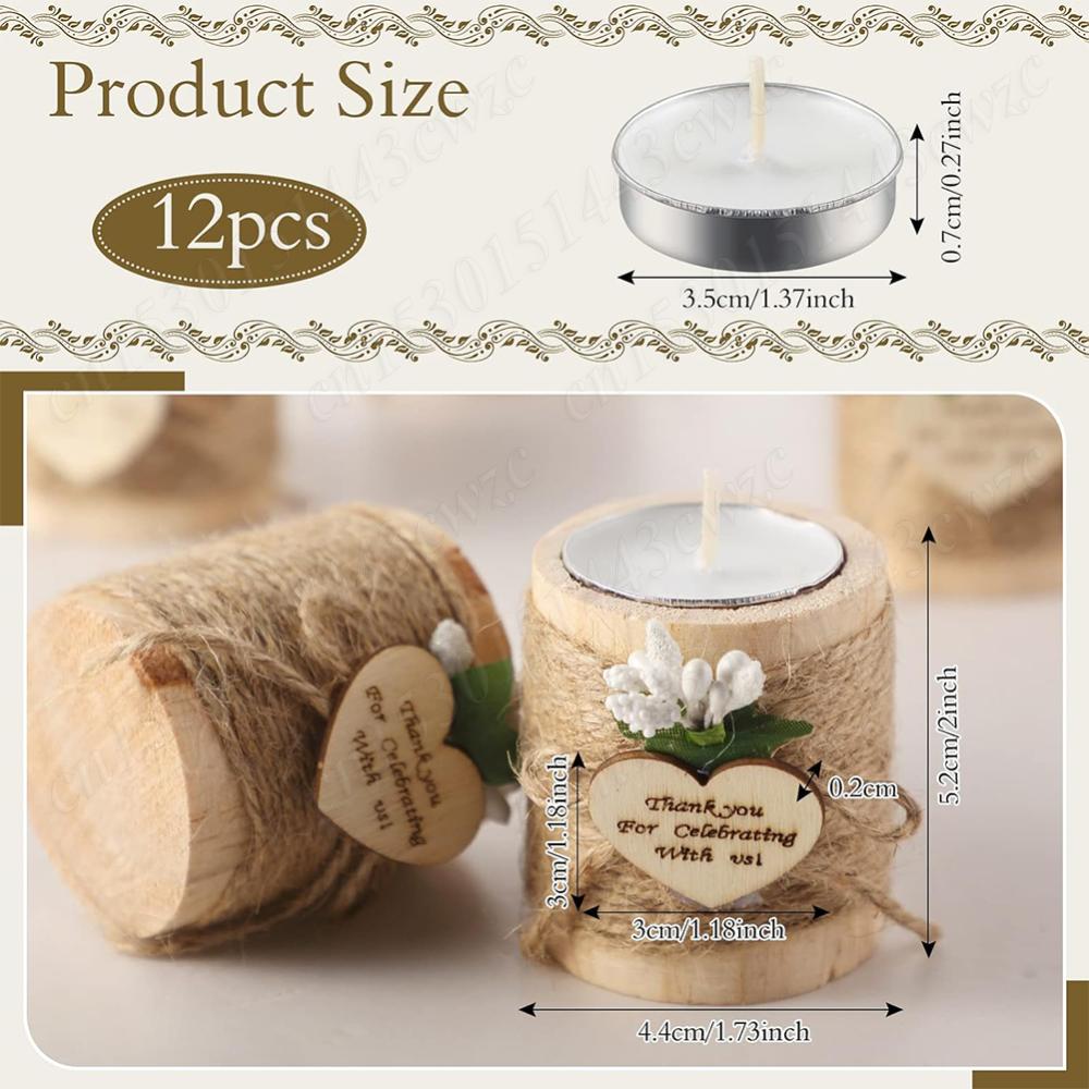 24 Pcs Christmas Wooden Tealight Candlestick Small Guest Candlelight Party Favors for Wishing Wedding Party Birthday Candlestick