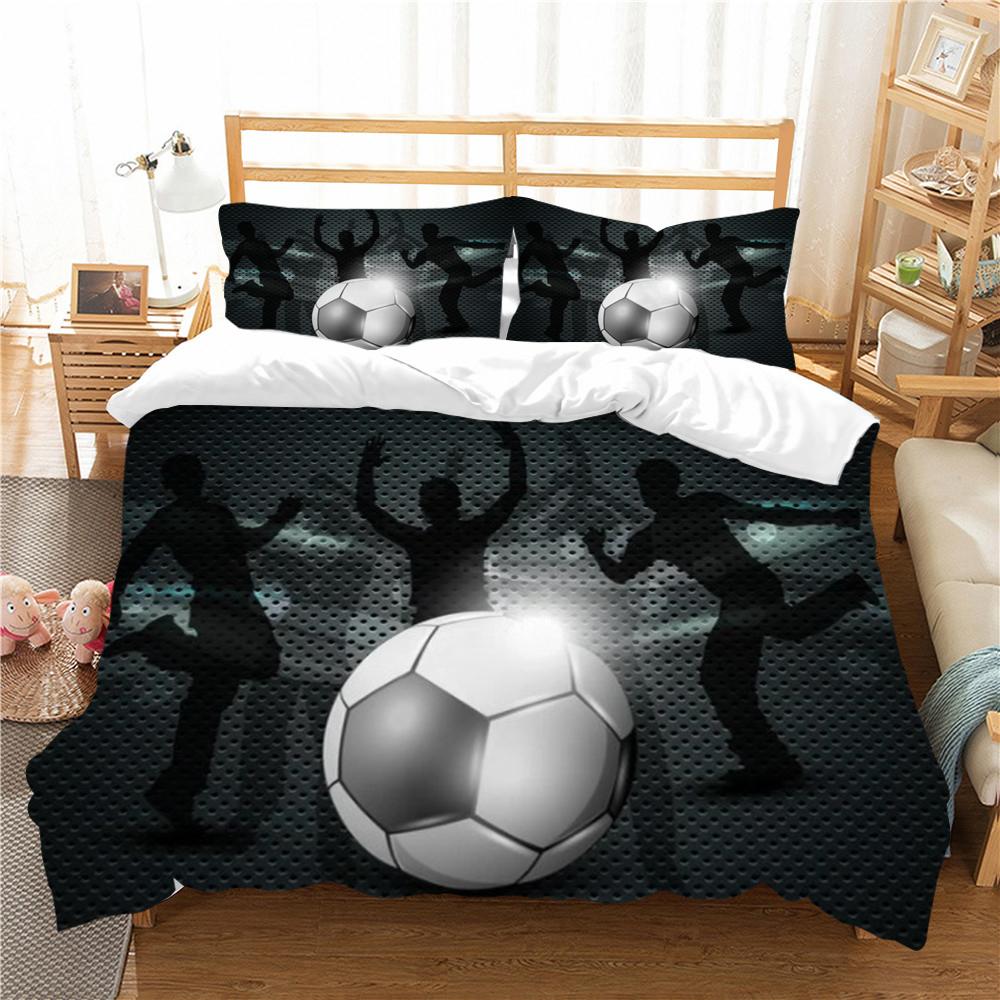 Bedding Set Cover Modern Bedspread Bed Quilt Cover Set 3D Football Print Home Bedroom Warm Children Pillowcase Microfiber