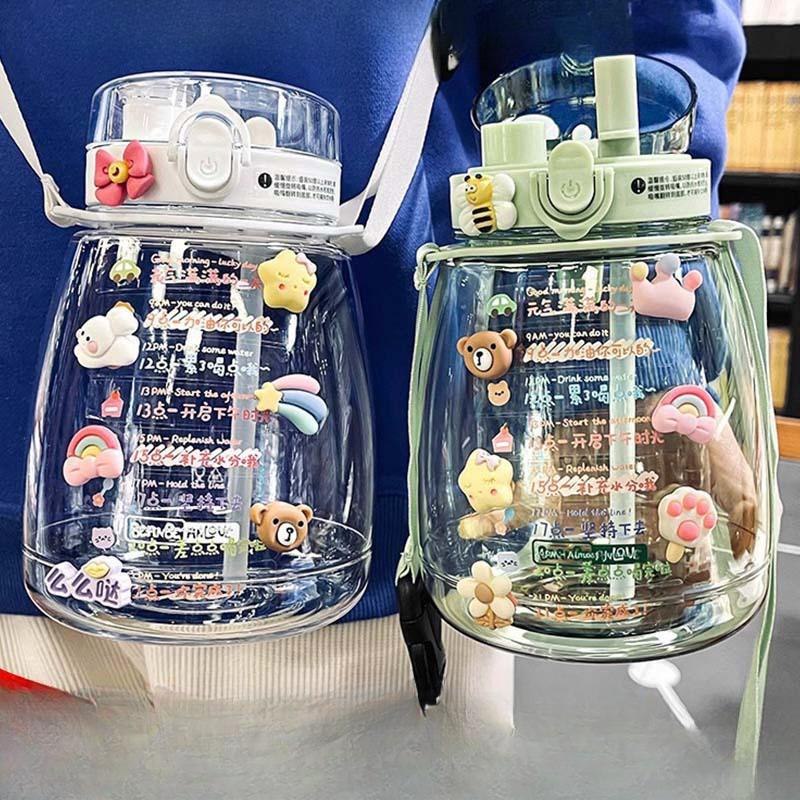 Large Capacity Summer Male and Female Students Pot-belly Cup Portable Kettle Straw Cup Plastic Water Cup