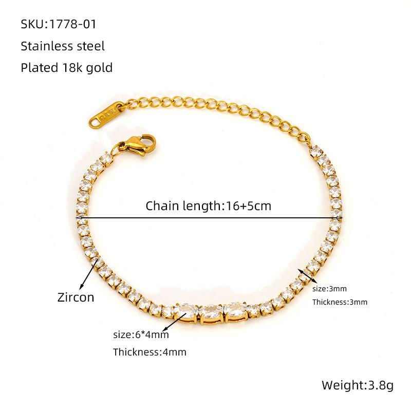 2026 European and American Zircon Tennis Chain Bracelet Women's Full Diamond Ins Niche Design Light Luxury High-end Jewelry