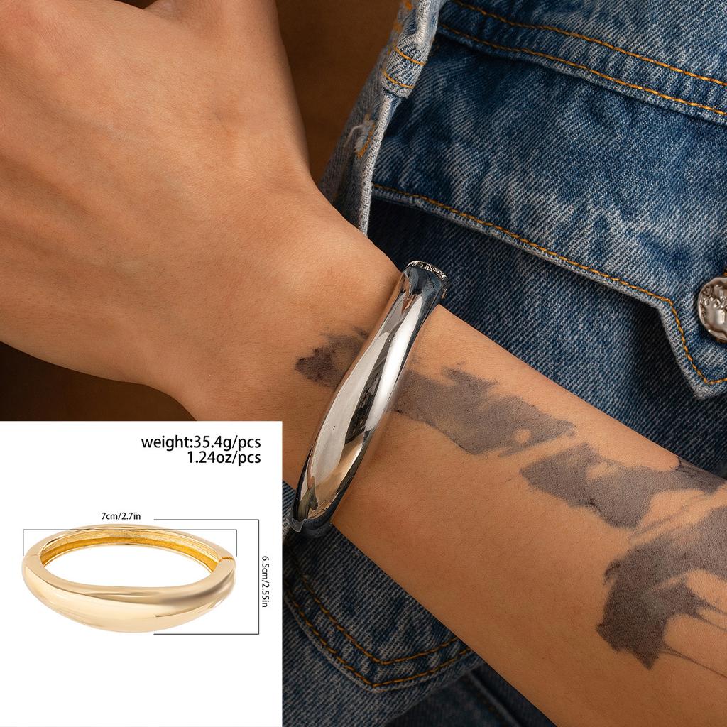 Metal Bracelet for Men Hip Hop Fashion Personality Smooth Spring Open Bracelet Irregular Men's Jewelry