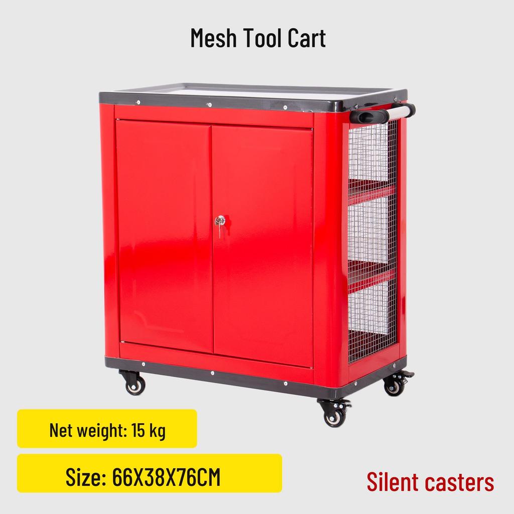Silent Wheel Multi-Functional Tool Cart & Heavy-Duty Storage Cabinet for Workshops