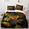 Tropical Plants Floral King Queen Duvet Cover Green Palm Leaves Bedding Set Cream-colored Flowers 2/3pcs Polyester Quilt Cover