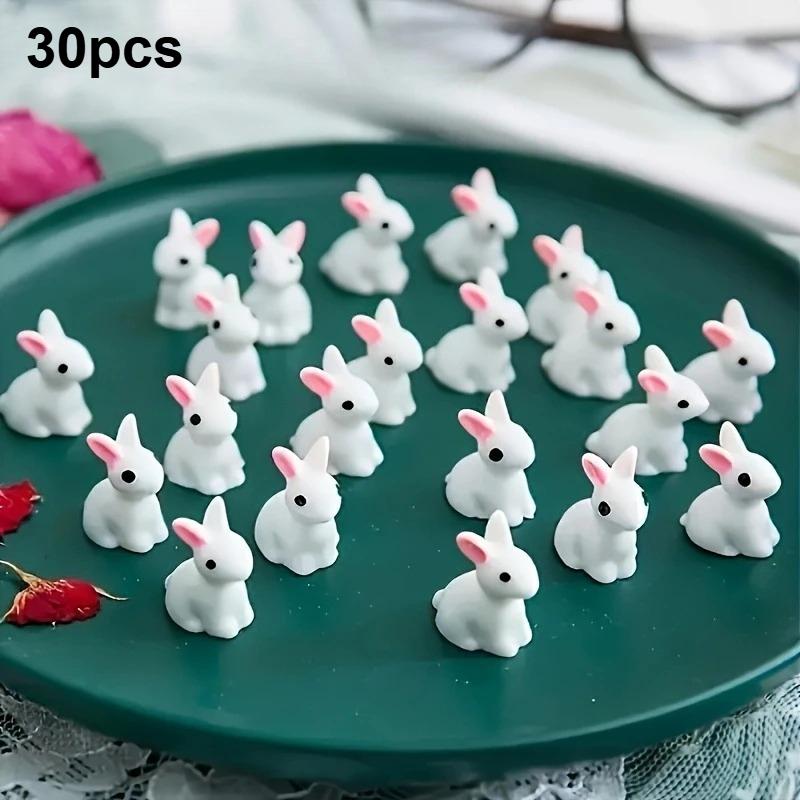 

30pcs Mini Easter Rabbit Figurines Tiny Resin Bunny Decoration Dioramas Miniature Landscapes Living Room Arrangements Home Decor
