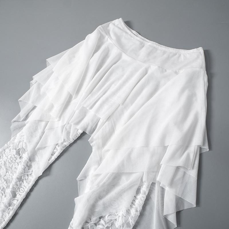 Fashion Design Mesh Stitching Lace Micro-permeable Culottes Women