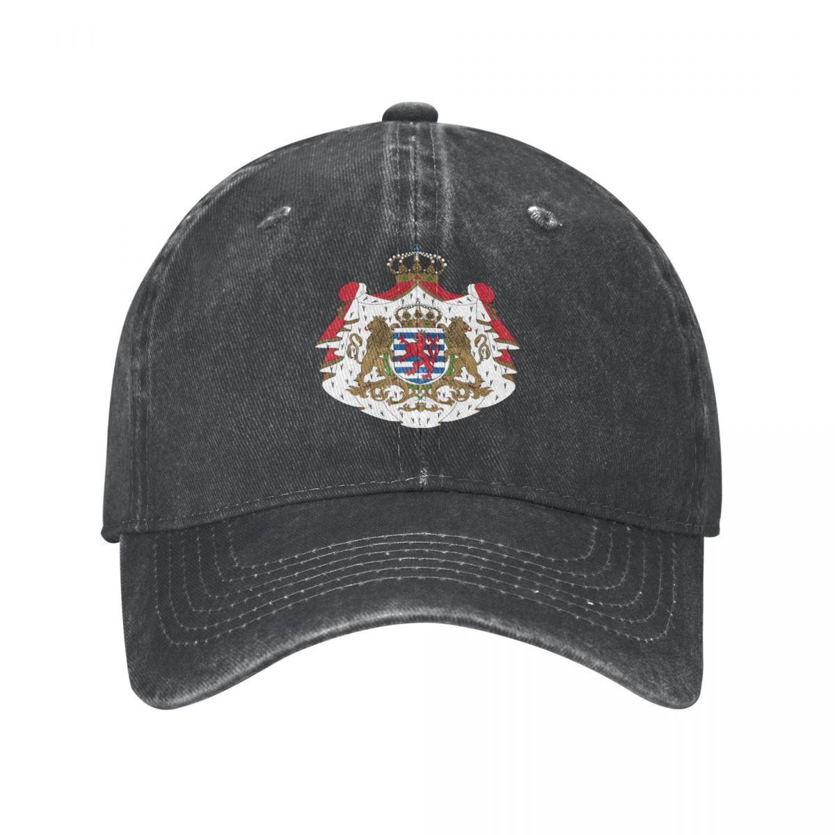 

Men Baseball Cap Luxembourg Emblem Charcoal Washed Denim Classic Vintage Cotton Dad Trucker Hat Unisex Adult