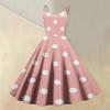 Mouwloze Stippenprint Jurk met Ronde Hals Vintage Stijl Fit and Flare Midi Jurk voor Dames Casual Kleding