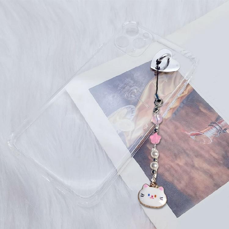 Lovely Cat Phone Charm Pendant Creative Creative Animal Keychain Phone Accessory Trendy Beaded Charm for Stylish Women