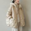 Lehká Volná Teplá Ležérní Bunda z Prachového Peří a Bavlny Dámská Podzim Zima Volná S Kapucí Teplé Svrchní Oblečení Dámské Parky Kabát