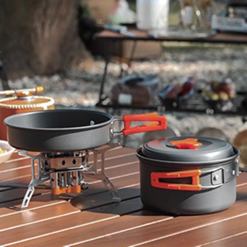Camping Cookware Outdoor Cooking Pot Set Heat Cooker Travel Tableware Pot Kettle Tourist Kitchen Utensil Equipment Ultralight